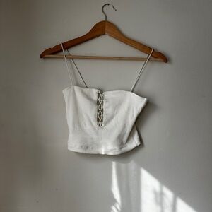 Intimately Free People - stretchy lace up cami, white